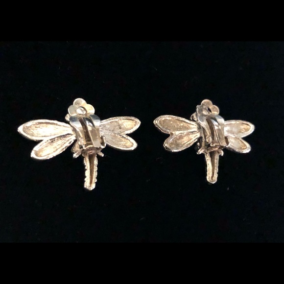 Vintage Dragon Fly Silver Plated Clip Back Earrings - Picture 4 of 4